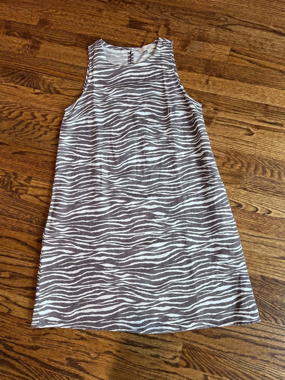LOFT Women’s Zebra Print Sleeveless Linen Dress with Pockets
